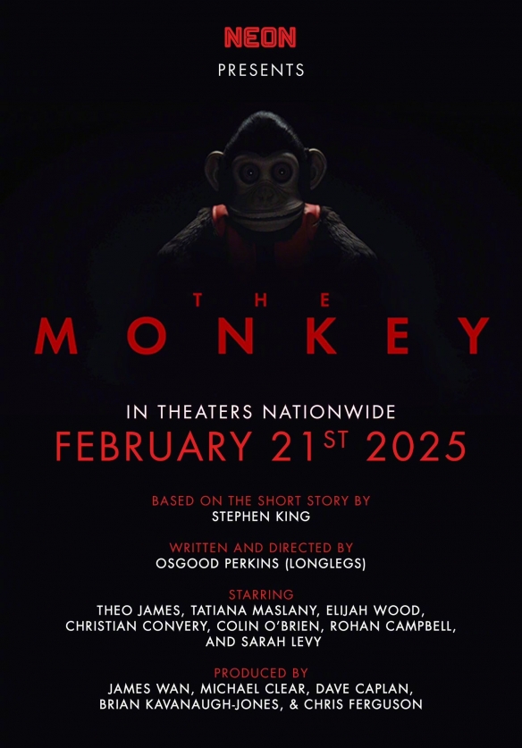 史蒂芬金小說改編《喬利黑猩猩》曝海報曝光 明年2.21上映